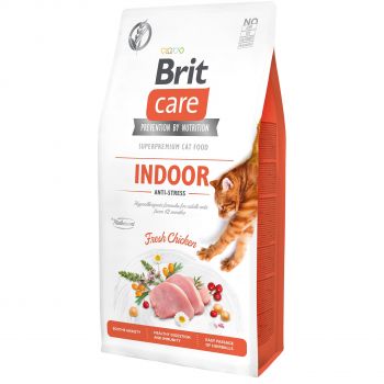 Сухий корм для кішок, які живуть у приміщенні Brit Care Cat GF Indoor Anti-stress з куркою, 7кг (8595602540846) | Фото 1