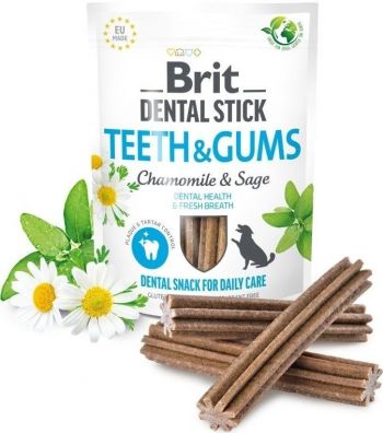 Ласощі для собак Brit Dental Stick для зубів та ясен з ромашкою та шавлією 7 шт 251г (8595602564354) | Фото 3