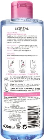 Міцелярна вода L'Oreal Paris Skin Expert для сухої і чутливої шкіри 400мл (3600523329847) Міцелярна вода L'Oreal Paris Skin Expert для сухої і чутливої шкіри 400мл (3600523329847) | Фото 2