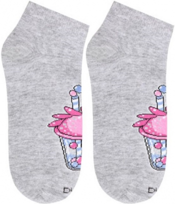 Шкарпетки для дівчаток Duna 23-26 1 пара світло-сірі з принтом Коктейль (4823094646017) | Фото 6