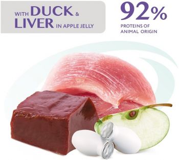 Вологий корм Optimeal для котів з ефектом виведення шерсті з качкою та печінкою в яблучному желе 85г | Фото 3