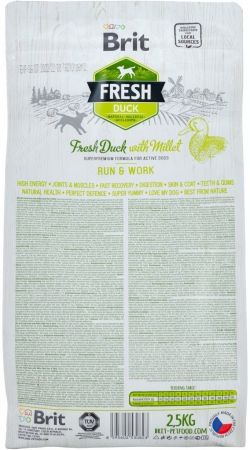 Сухий корм для активних дорослих собак Brit Fresh Active Run & Work з качкою та пшоном 2.5 кг | Фото 2