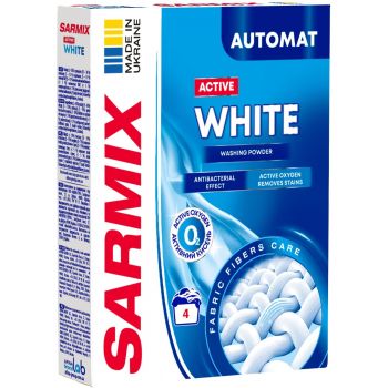 Пральний порошок Sarmix Active White для всіх типів прання 300 г (4820268104205) | Фото 3
