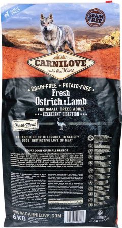 Сухий корм для дорослих собак дрібних порід Carnilove Fresh зі страусом та ягням 6 кг(8595602527496) Сухий корм для дорослих собак дрібних порід Carnilove Fresh зі страусом та ягням 6 кг(8595602527496) | Фото 2