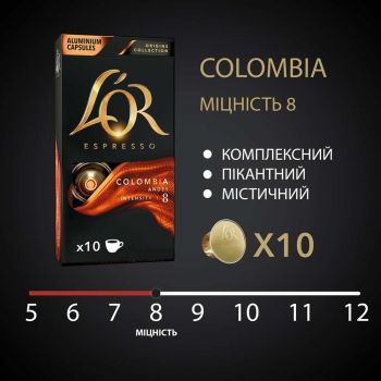Кава L`OR капсули Espresso Colombia, 100% арабіка , 10шт, Nespresso (8711000360613) | Фото 7