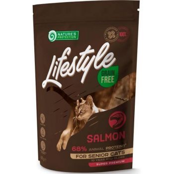 Сухий беззерновий корм для літніх котів Nature's Protection Lifestyle Senior c лососем 400 г | Фото 1