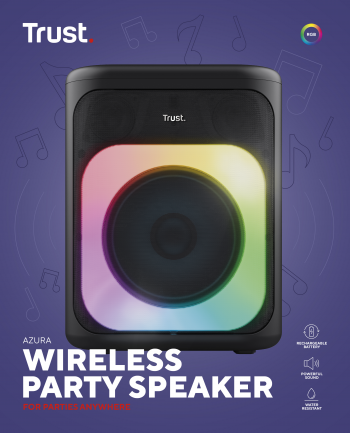Портативна акустична система Trust Azura 50Вт, 1.0, ВТ 5.2, TWS, MP3, IPX4, RGB, Чорний | Фото 9