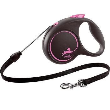 Повідець-рулетка Flexi Black Design M до 20 кг 5 м рожевий (4000498033418) | Фото 1
