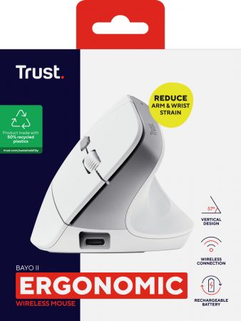 Миша TRUST Bayo II Ergonomic, WL, White (25398_TRUST) Купить мышь Миша TRUST Bayo II Ergonomic, WL, White (25398_TRUST) | Фото 3