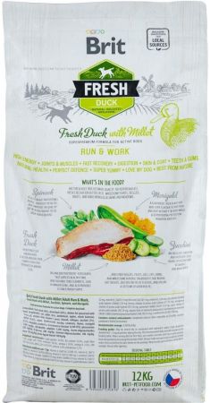 Сухий корм для активних дорослих собак Brit Fresh Active Run & Work з качкою та пшоном 12 кг (8595602530816) | Фото 2