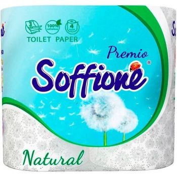 Папір туалетний Soffione Natural 3 шари 4шт (4820003833056) | Фото 1