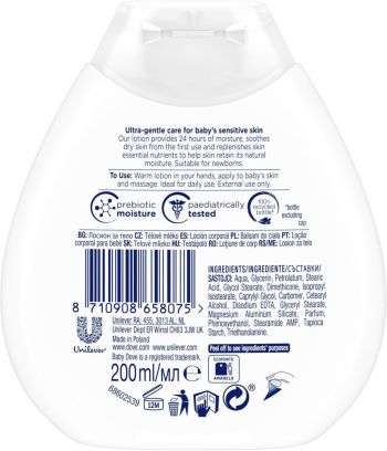 Лосьйон для тіла дитячий DOVE Baby Інтенсивне зволоження 200мл (8710908658075) Лосьйон для тіла дитячий DOVE Baby Інтенсивне зволоження 200мл (8710908658075) | Фото 4