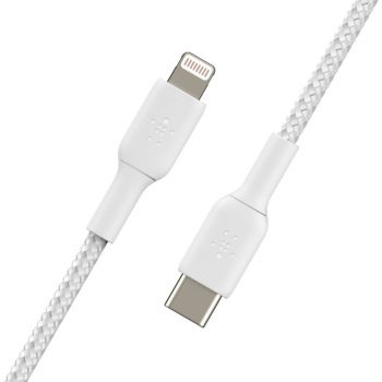 Кабель зарядки/синхронізації BELKIN USB-С > Lightning, 2м, плетений, White (CAA004BT2MWH) | Фото 4