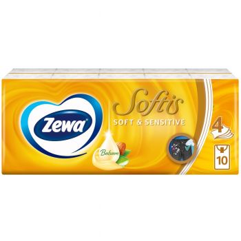Носові хусточки ZEWA Softis Soft&Sensitive 10*9 шт (7322540926262) | Фото 1