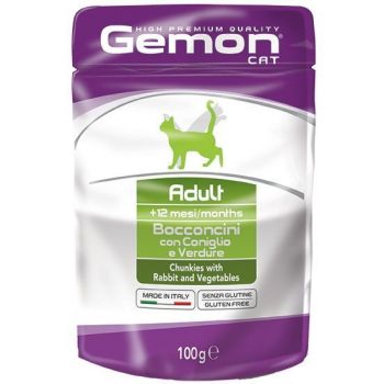 Вологий корм для кішок Gemon Cat Wet Adult кролик з овочами 100 г (8009470300926) | Фото 1