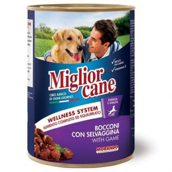Вологий корм для собак Migliorcane дичина, шматочками, 405 г (8007520011259) | Фото 1