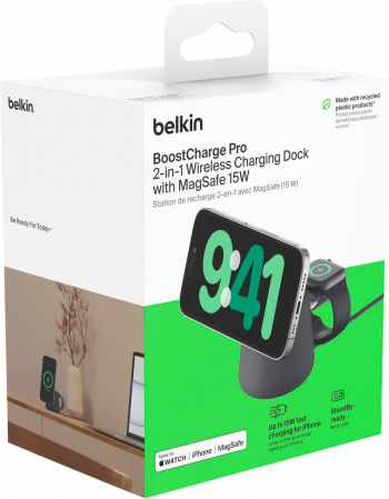 Бездротовий зарядний пристрій Belkin 2в1 MagSafe iPhone/Watch/AirPods Charcoal Mass (WIZ020VFH36) Бездротовий зарядний пристрій Belkin 2в1 MagSafe iPhone/Watch/AirPods Charcoal Mass (WIZ020VFH36) | Фото 2