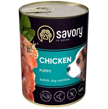 Вологий корм для цуценят Savory з куркою 400г (4820232630556) | Фото 1