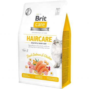 Сухий корм для кішок Brit Care Cat GF Haircare Healthy and Shiny Coat, 0,4 кг | Фото 1