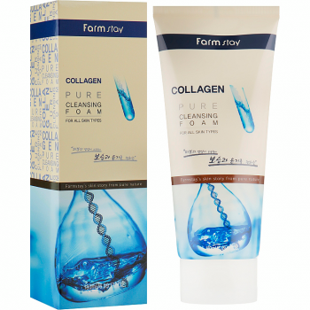 Пінка для вмивання обличчя Farmstay Collagen Pure Cleansing Foam із колагеном 180 мл (8809317289472) | Фото 1