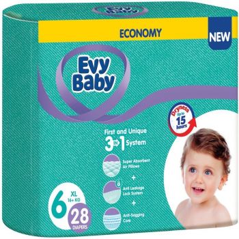 Підгузки дитячі Evy Baby XL 16+кг 28шт (8683881000233) | Фото 1