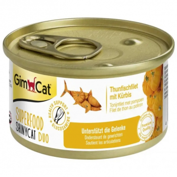 Вологий корм для котів GimCat Shiny Cat Superfood тунець та гарбуз 70 г (4002064414737) | Фото 1