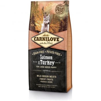 Сухий корм для цуценят великих порід Carnilove Salmon & Turkey Large Breed Puppy 12 кг (8595602508846) | Фото 1