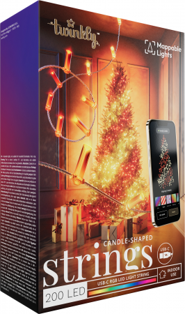 Smart LED Гірлянда Twinkly Strings USB 200 Candle-shaped RGB LEDs, Clear Wire, USB-C (TWKC200RGB-T) | Фото 3