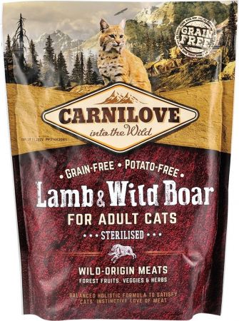 Сухий корм для дорослих стерилізованих кішок Carnilove Lamb & Wild Boar Sterilised 0,4 кг (8595602512324) | Фото 3