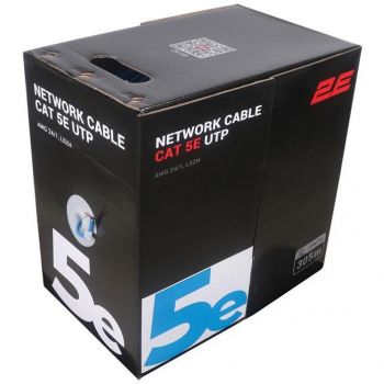 Кабель 2E CAT 5e, U-UTP, 305м, AWG 24/1, LSZH, синій (2E-CBL5EUTP-LSZH-BLU) | Фото 1
