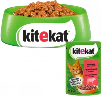 Вологий корм для дорослих кішок Kitekat з яловичиною у соусі 85г Вологий корм для дорослих кішок Kitekat з яловичиною у соусі 85г | Фото 2