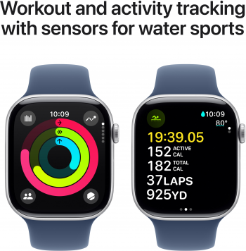 Годинник APPLE Watch Series 10 GPS 46mm Silver Aluminium Case with Denim Sport Band - S/M (MWWL3QH/A ) Годинник APPLE Watch Series 10 GPS 46mm Silver Aluminium Case with Denim Sport Band - S/M (MWWL3QH/A ) | Фото 3