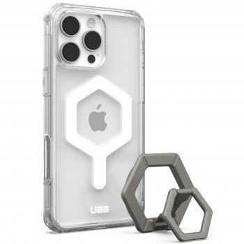 Чохол+маг. кільце-тримач UAG для Apple iPhone 16 Pro Max, Plyo MagSafe, Ice White/Titanium Stand | Фото 1
