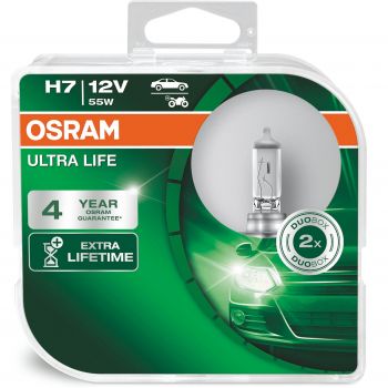 Лампа Osram галогенова 12V H7 55W Px26D Ultra Life, Duobox (2шт) (OS_64210_ULT-HCB) | Фото 1
