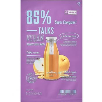 MISSHA Talk Vegan Squeeze Super Energizer Тканинна маска, 27 г (8809643533751) | Фото 1