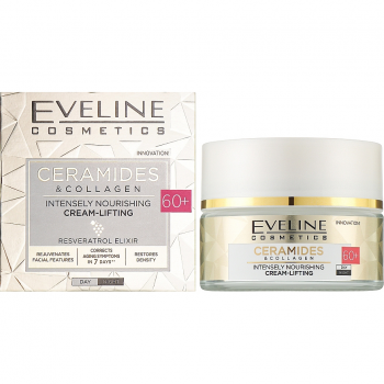 Крем-ліфтінг Eveline Cosmetics Ceramides&Collagen 60+ живильний 50мл (5903416049982) | Фото 1