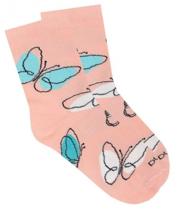 Шкарпетки дитячі Duna 23-26 1 пара персикові з принтом Метелики (4823094657303) | Фото 3