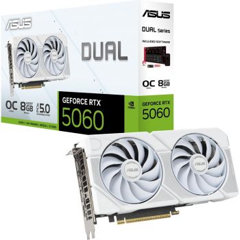 Відеокарта ASUS GeForce RTX 5060 8GB GDDR7 OC DUAL-RTX5060-O8G-WHITE (90YV0N15-M0NA00) Відеокарта ASUS GeForce RTX 5060 8GB GDDR7 OC DUAL-RTX5060-O8G-WHITE (90YV0N15-M0NA00) | Фото 1