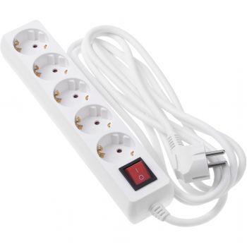 Мережевий подовжувач 2E 5XSchuko з вимикачем 3G*1.5мм 5м white (2E-U05ES15M5) | Фото 1