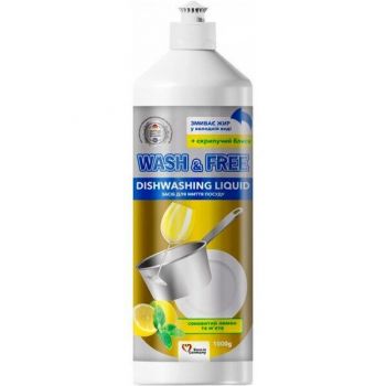 Засіб для миття посуду Wash&Free лимон та м’ята 1 л (4823128001355) Засіб для миття посуду Wash&Free лимон та м’ята 1 л (4823128001355) | Фото 1
