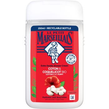 Гель для душу Le Petit Marseillais БІО Бавовна та мак 250мл (3574661577593) | Фото 1