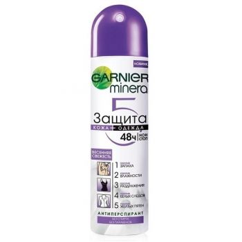 Купить дезодорант и антипреспирант Антиперспірант Garnier Mineral Захист 6в1 Весняна свіжість спрей 150мл | Фото 1