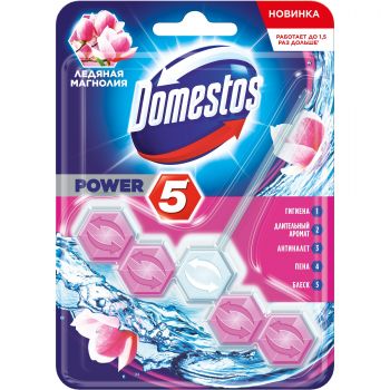 Блок для чищення унітазу DOMESTOS Power 5 Крижана магнолія 55 г (8720182799449) | Фото 1