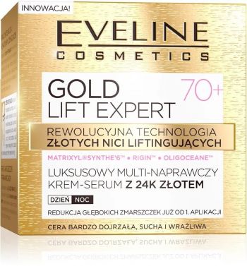 Eveline Cosmetics Gold lift expert ексклюзивний ультра-відновлювальний крем-сироватка 70+50 мл | Фото 3