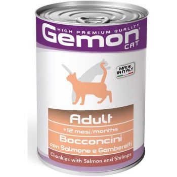 Вологий корм для кішок Gemon Сat wet adult з лососем та креветками 415 г(8009470300735) | Фото 1