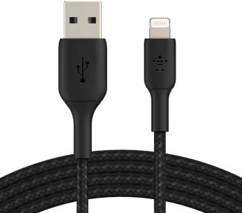 BELKIN USB-A - Lightning, BRAIDED, 1m, black (CAA002BT1MBK) | Фото 1