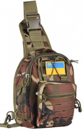 2Е Слінг Laser Cut 2.5л, темний камуфляж (2E-MILSLIBAG-Y09L-WC) | Фото 1