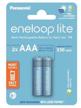 Акумулятор PANASONIC Eneloop Lite AAA 550 2BP mAH NI-MH (BK-4LCCE/2CP) Акумулятор PANASONIC Eneloop Lite AAA 550 2BP mAH NI-MH (BK-4LCCE/2CP) | Фото 1