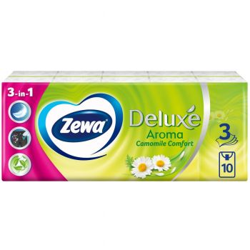 Носові хусточки ZEWA Deluxe (ромашка) 10 шт (7322540098846) | Фото 1