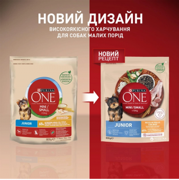 Сухий корм для цуценят малих порід Purina One Mini Junior c куркою та рисом 800 г (7613035027022) Сухий корм для цуценят малих порід Purina One Mini Junior c куркою та рисом 800 г (7613035027022) | Фото 3